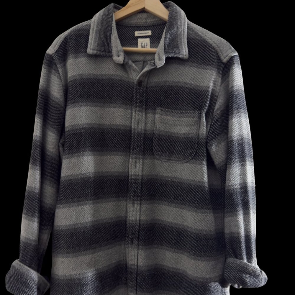 Gap Grey Medium Button Down Flannel - image 1